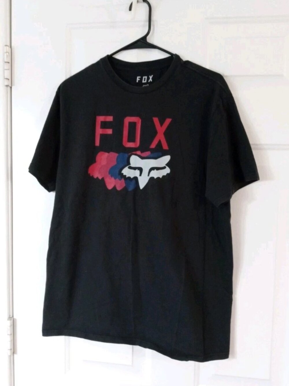 2017 Fox Racing Wins Red White Blue Men’s Large Black Cotton Graphic Print Tee